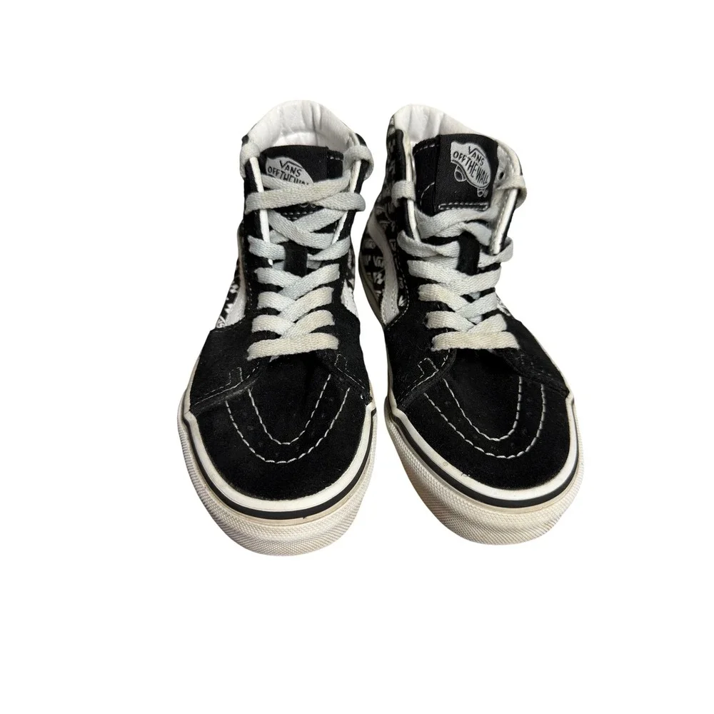 Vans Sk8-Hi Kids Black White‎ Logo Checkerboard High Top Sneakers Size 12.5